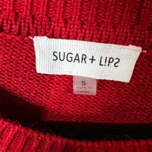 Sugarlips Balloon Sleeve Sweater Dress Size Small Red Round Neck - Picture 6 of 12